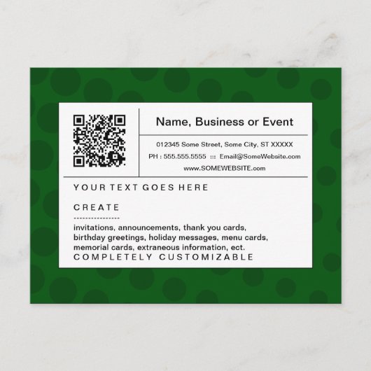 verfijnde QR-code: groene halftoon Uitnodiging Briefkaart (Voorkant)