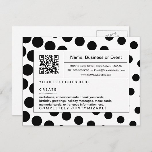 verfijnde QR-code: zwart-witte halftone Uitnodiging Briefkaart (Voorkant / Achterkant)