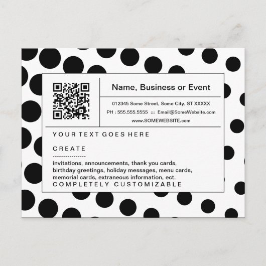 verfijnde QR-code: zwart-witte halftone Uitnodiging Briefkaart (Voorkant)