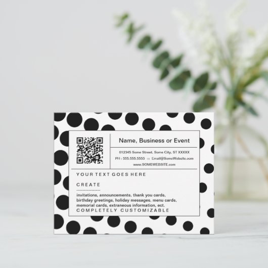 verfijnde QR-code: zwart-witte halftone Uitnodiging Briefkaart (Staand voorkant)