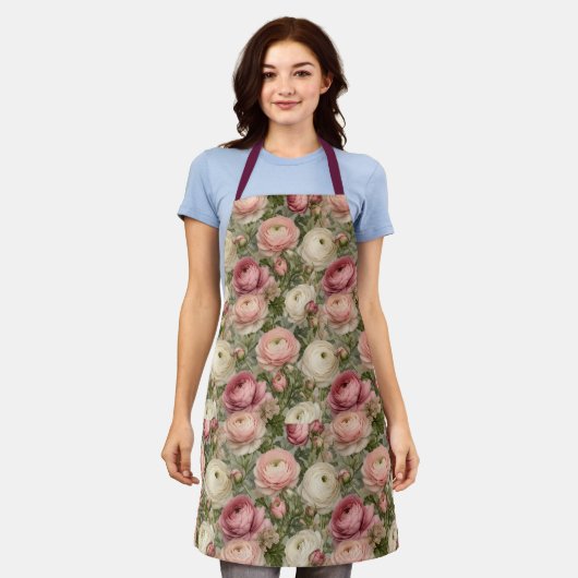 Verfijnde Ranunculus Bloemendruk Schort (Gedragen)