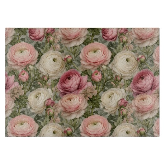 Verfijnde Ranunculus Bloemendruk Snijplank (Voorkant)