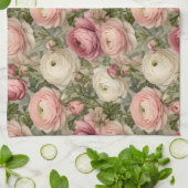 Verfijnde Ranunculus Bloemendruk Theedoek (Gevouwen)