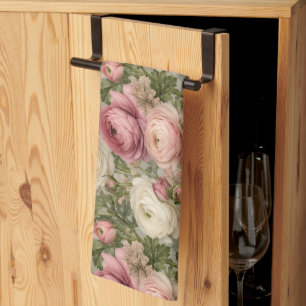 Verfijnde Ranunculus Bloemendruk Theedoek
