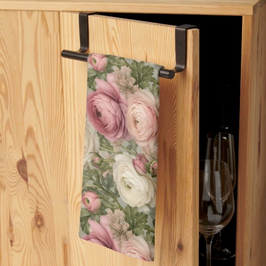 Verfijnde Ranunculus Bloemendruk Theedoek (Derde Gevouwen)