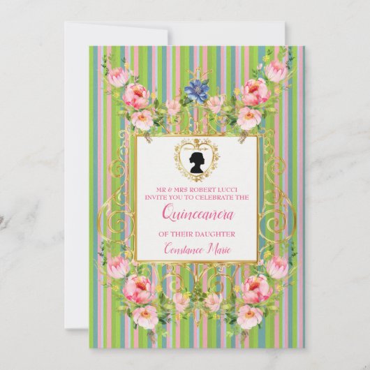 Verfijnde Regency Era Quinceanera uitnodiging (Voorkant)