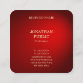 Verfijnde Rode Damast Gouden Tekst Sjabloon Modern Vierkante Visitekaartje (Achterkant)