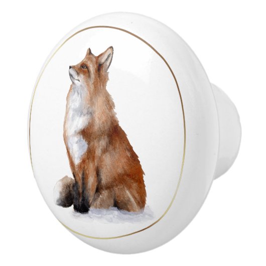 Verfijnde Roodfox Equestrian Knob Keramische Knop (Rechts)