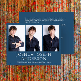 Verfijnde Royal Blue Afstuderen foto bekendmaking Notitiekaartje