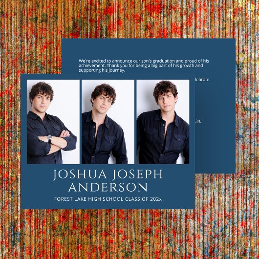 Verfijnde Royal Blue Afstuderen foto bekendmaking Notitiekaartje