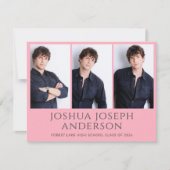 Verfijnde Roze Afstuderen foto bekendmaking Notitiekaartje (Voorkant)