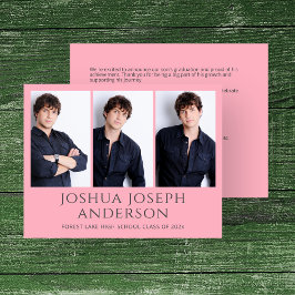 Verfijnde Roze Afstuderen foto bekendmaking Notitiekaartje