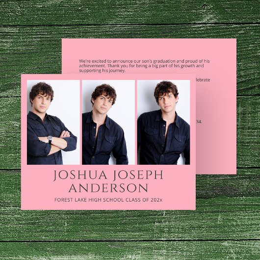 Verfijnde Roze Afstuderen foto bekendmaking Notitiekaartje