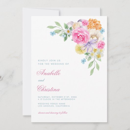 Verfijnde Roze Bloemen Tuin Thee Party Bruiloft Kaart (Voorkant)