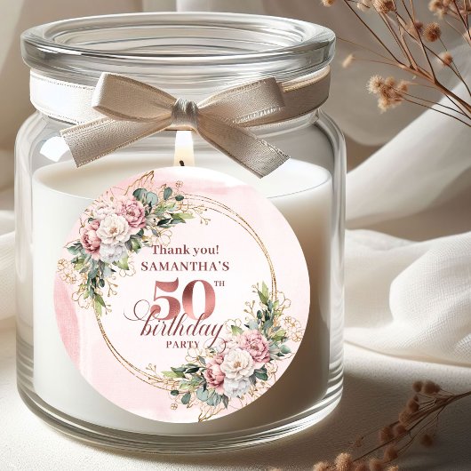 Verfijnde Roze Gouden Blush 50e Verjaardag Labels