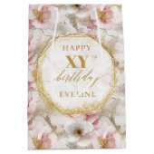 Verfijnde Roze Goudkleurige Rustieke Cadeaubag Medium Cadeauzakje (Voorkant)