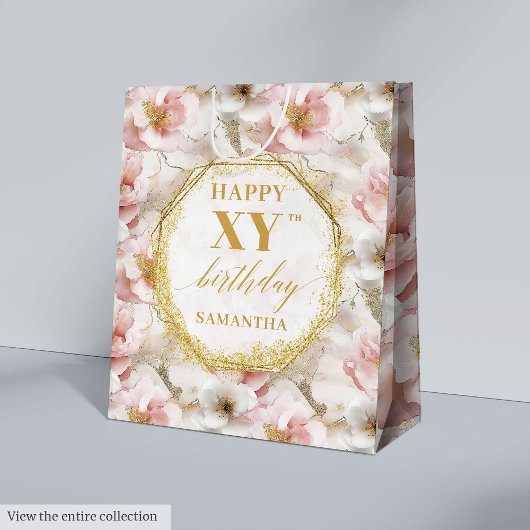 Verfijnde Roze Goudkleurige Rustieke Cadeaubag Medium Cadeauzakje