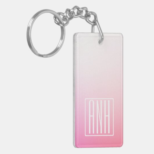 Verfijnde Roze Ombre Gradiënt & Uw Initiaal Sleutelhanger (Voorkant Links)