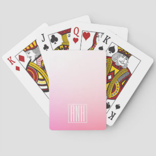Verfijnde Roze Ombre Gradiënt & Uw Initialen Pokerkaarten