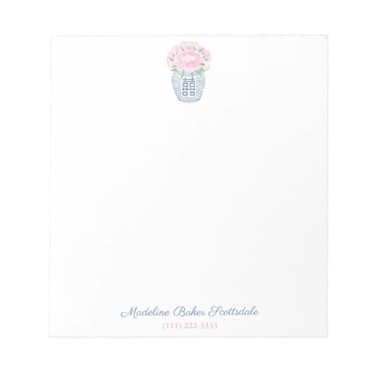 Verfijnde Roze Pioen Ginger Jar Dames Notitieblok (Voorkant)