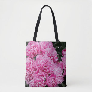 Verfijnde Roze Pioen Macro Monogram Tote Bag