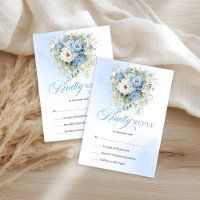 Verfijnde Rustieke Pastelblauwe Bloemige RSVP