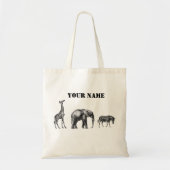 Verfijnde Safari, Giraffe, olifant en Zebra Tote Bag (Voorkant)