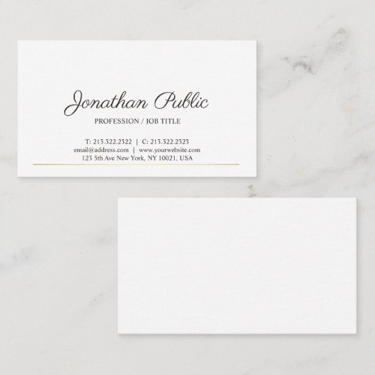 Verfijnde Schone Duidelijke Moderne Witte Gouden C Visitekaartje (Voorkant / Achterkant)