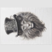 Verfijnde Steampunk Leeuw Met Hoed E4 Decoupage Tissuepapier (Voorkant)