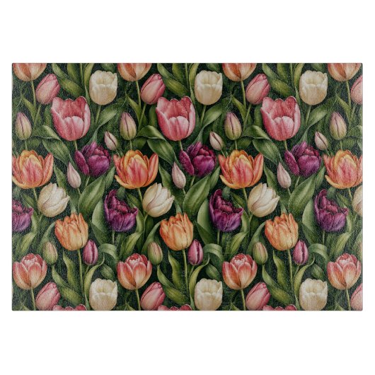 Verfijnde Tulp Botanische Illustratie Snijplank (Voorkant)