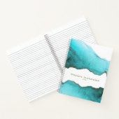 Verfijnde Turquoise Abstracte douanenaam Notitieboek (Binnen)