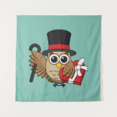 Verfijnde Uil met Hart Chocolade Doos Wandkleed (Voorkant)