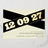 Verfijnde Vette Typografie Zwart Gouden Folie Uitnodiging (Voorkant)