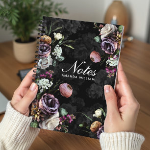 Verfijnde Violet Witte Roos Bloemige Kunst Notitieboek