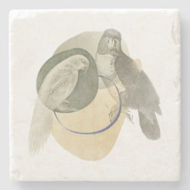 Verfijnde Vogel Kunst Warme Neutrale Stenen Onderz Onderzetter