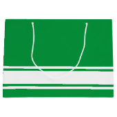 Verfijnde witte basis race strepen op Kelly Green Groot Cadeauzakje (Voorkant)