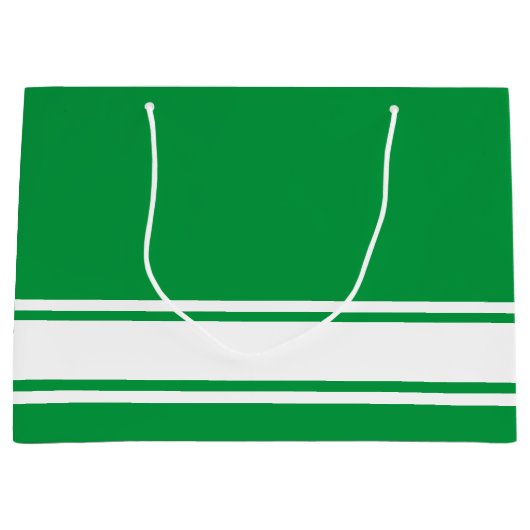 Verfijnde witte basis race strepen op Kelly Green Groot Cadeauzakje (Voorkant)
