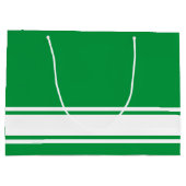 Verfijnde witte basis race strepen op Kelly Green Groot Cadeauzakje (Achterkant)