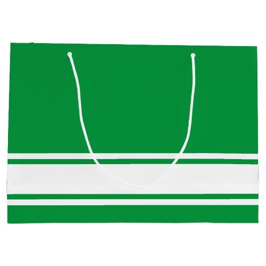 Verfijnde witte basis race strepen op Kelly Green Groot Cadeauzakje (Achterkant)