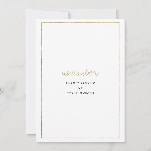 Verfijnde witte bladgoudflorale bruiloft kaart (Achterkant)