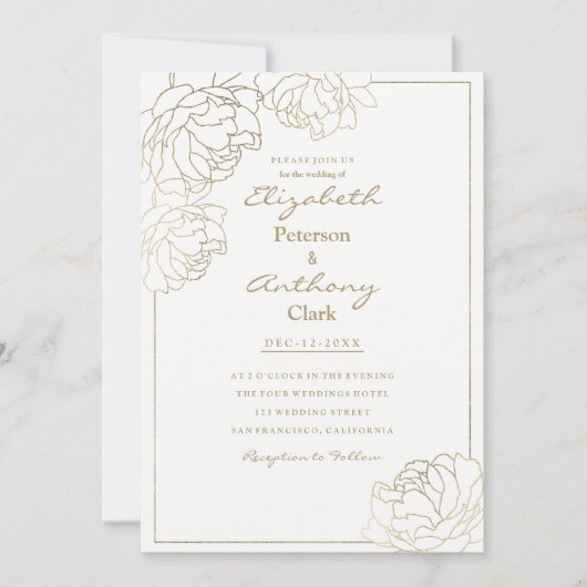 Verfijnde witte bruine bruine pony floral Wedding Kaart (Voorkant)