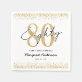 Verfijnde witte gouden 80ste verjaardag servetten (Voorkant)