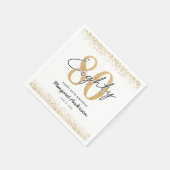 Verfijnde witte gouden 80ste verjaardag servetten (Hoek)