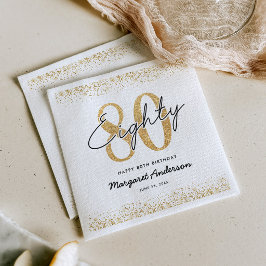 Verfijnde witte gouden 80ste verjaardag servetten