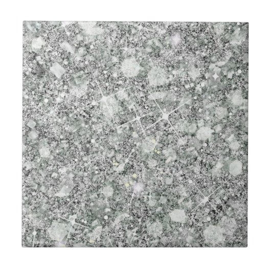 Verfijnde zilverkleurige faux met glitter Solid Tegeltje (Voorkant)