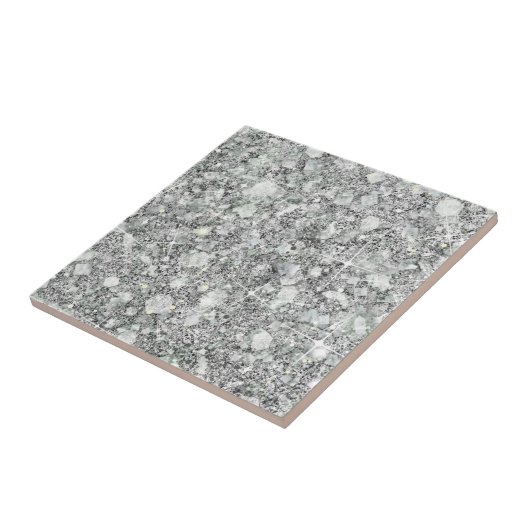 Verfijnde zilverkleurige faux met glitter Solid Tegeltje (Zijkant)