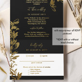 Verfijnde zwarte en gouden folieblaadjes all in one uitnodiging