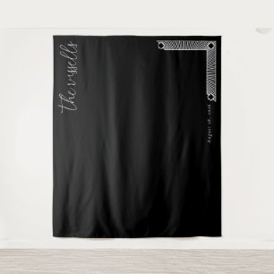 Verfijnde Zwarte Geometrische Calligrafie Wandkleed