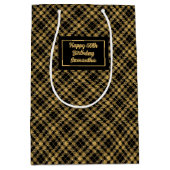 Verfijnde Zwarte Gouden Glitter Naam Cadeautas (Voorkant)