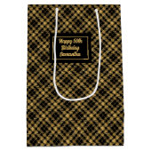 Verfijnde Zwarte Gouden Glitter Naam Cadeautas (Achterkant)